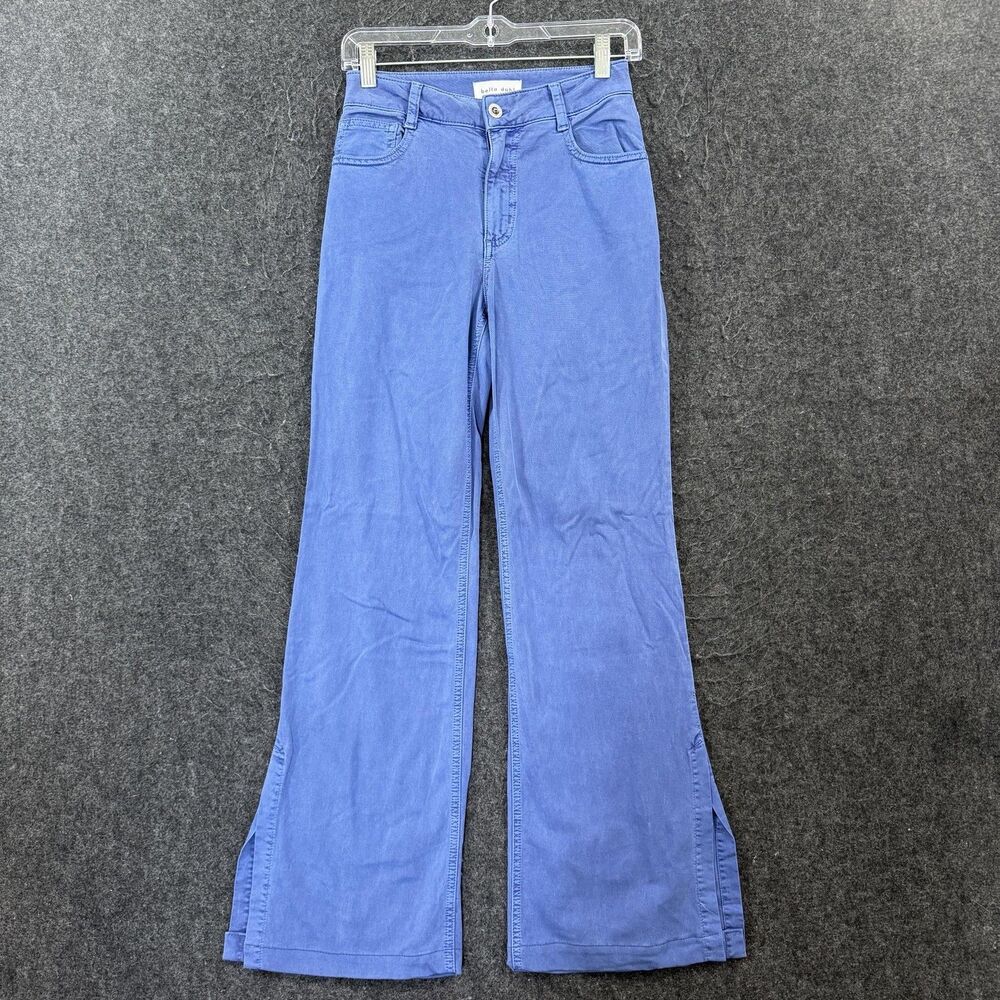 Bella Dahl Pants Women's 24 Blue Twill Wide Leg Slit Hem Stretch Chino Relaxed